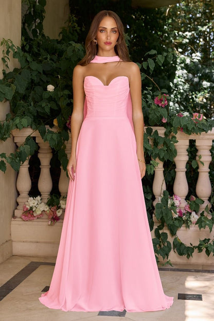 Strapless sweetheart neckline A-line dress-12