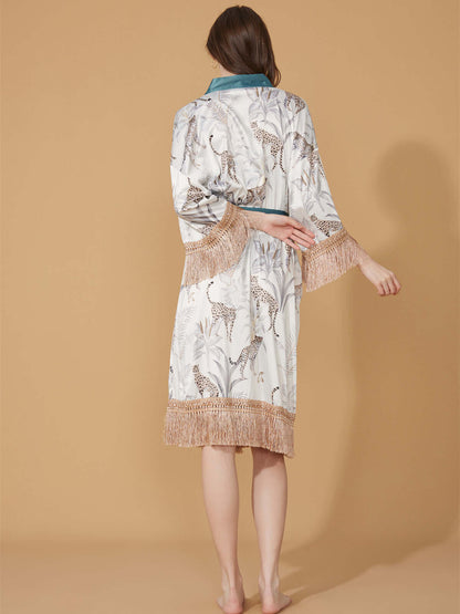 Tassels Leopard Kimono Robe