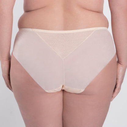 Samanta Valeria Biscuit Sheer Mesh Tulle Embroidered Brief Panty