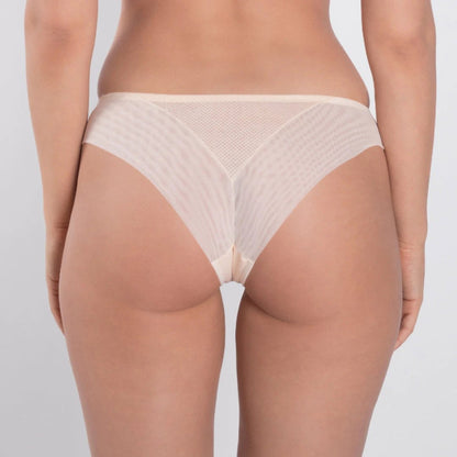Sheer Mesh Tulle Embroidered Tanga Panty Valeria Biscuit - Ansley Effect