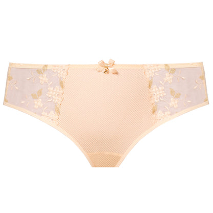 Samanta Valeria Biscuit Sheer Mesh Tulle Embroidered Brief Panty