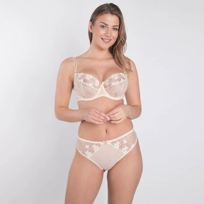 Sheer Mesh Balconette Bra Valeria Biscuit by Samanta Lingerie