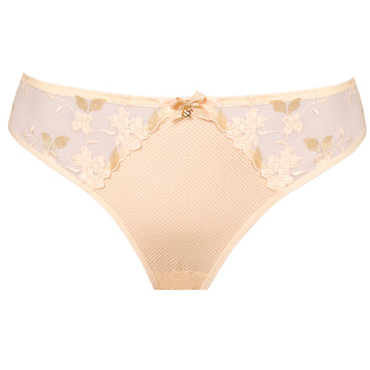 Samanta Valeria Biscuit Sheer Mesh Tulle Embroidered Tanga Panty