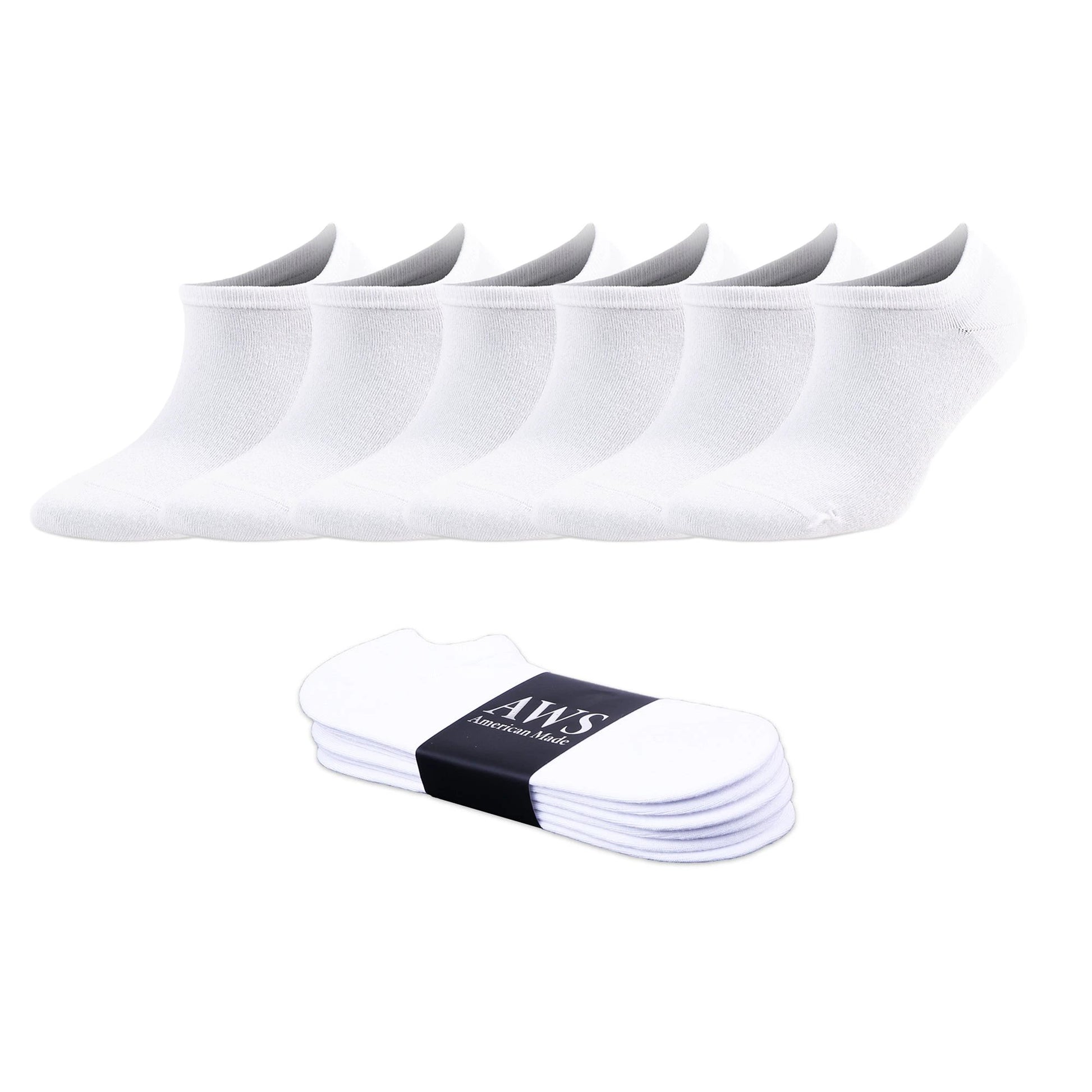 6 Pairs Men's Bamboo No Show Sneaker Socks Ultra Soft Moisture-Wicking Size 8-11.5 by AWS/American Made