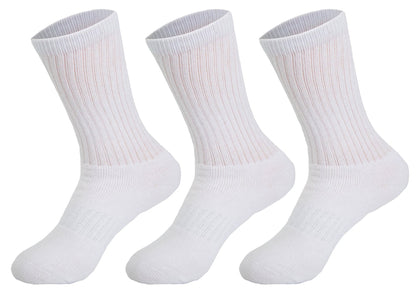 3 Pairs Cotton Crew Socks for Women – Soft, Breathable & Cushioned Athletic Sport Socks, Size 9-11 by AWS/American Made