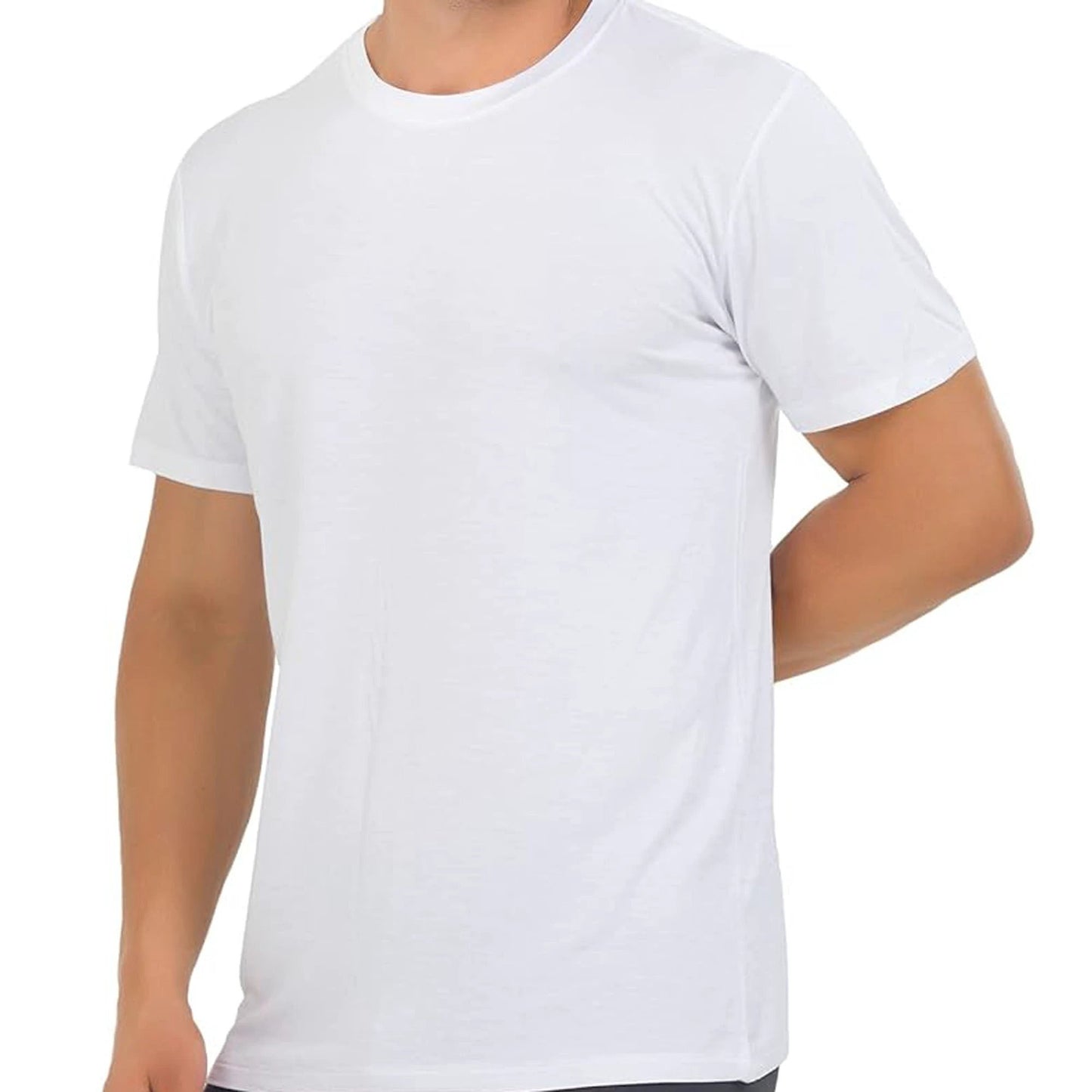 Premium T-Shirts for Men Rayon Made from Bamboo Crewneck Undershirt Tees Moisture Wicking 1 Pack by M.O.S