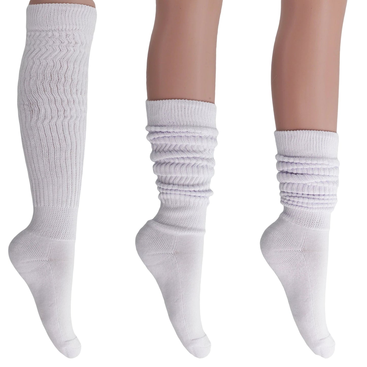 Women's Extra Long Heavy Slouch Cotton Socks – 3 Pairs, Size 9-11 by AWS/American Made