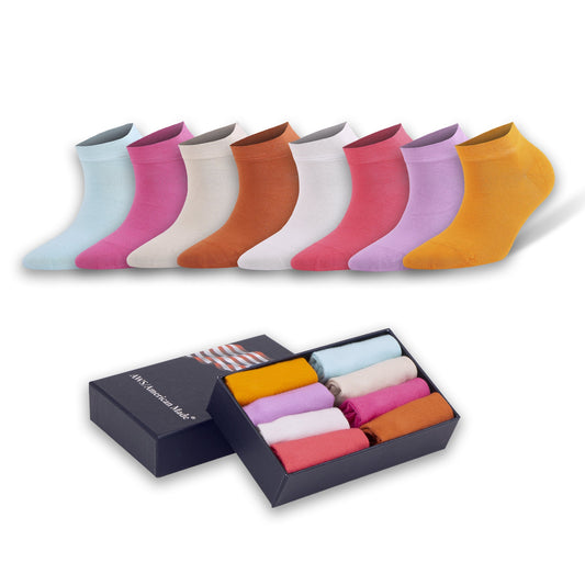 Women's Bamboo Low Cut Ankle Socks – Soft, Thin & Breathable | 8 Pairs with Gift Box-0